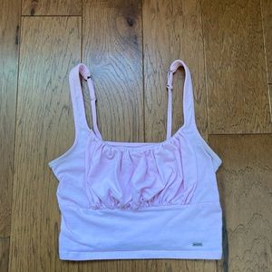 hollister pink ruched tank top